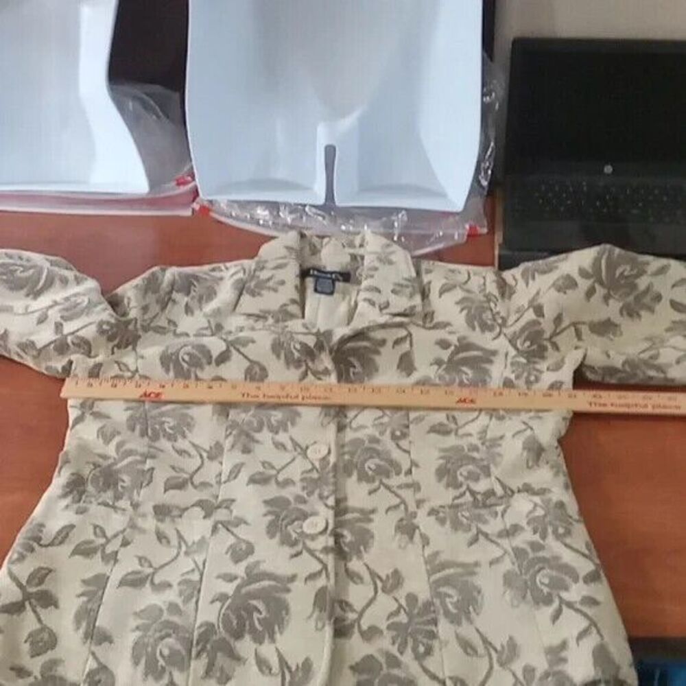 Denim & Co Corduroy blazer women's size medium floral tan - Picture 5 of 13